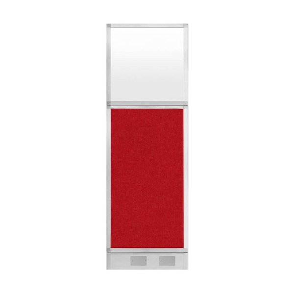 Hush Panel Configurable Cubicle Partition 2' x 6' Red Fabric Frosted Window w/ Cable Channel